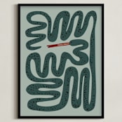 "Squiggly Snake" - Personalized Art Print in Cactus by Jenna Holcomb - Framed