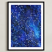 "Constellations" - Art Print in Deep blue by Alexandra Dzh - Framed