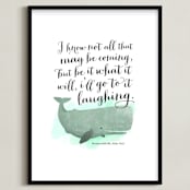 "Go to it Laughing" - Art Print in Aqua by Ann Gardner - Framed