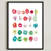 "Alpha Dots" - Art Print in Poppy Red by Kelly Ventura - Framed