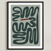 "Squiggly Snake" - Art Print in Cactus by Jenna Holcomb - Framed
