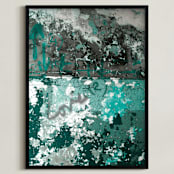"Love on the wall" - Art Print in Emerald Teal by Simi Gauba - Framed