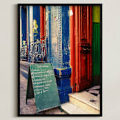 "Menú del Día" - Art Print in Electric Blue by Marco Augusto Ferreira - Framed