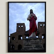 "The Church" - Art Print in Cloudy Sky by Kate Binns - Framed