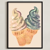 "Treat Yo' Self" - Art Print in Pink Egg Shell by Kanika Mathur - Framed