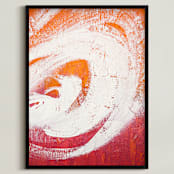 "Walking on the Sun" - Art Print in Sunny Orange by Stacy Kron - Framed