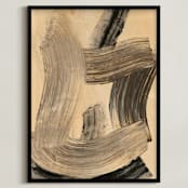 "Neutral Essence Series 2" - Art Print in Tan and Black by Angela Simeone - Framed