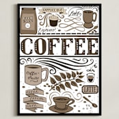 "Coffee Love" - Art Print in Coffee by Cynthia Oswald - Framed