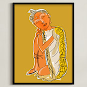 "Morning Reflection" - Art Print in Budda Orange by Stuart Heir - Framed