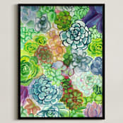 "Succulent Delight" - Art Print in cactus by Jenny Partrite - Framed