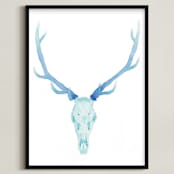 "Antlered " - Art Print in Sea by Lily Hanna - Framed