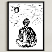 "Sun Salutation" - Art Print in Meditation Blach by Stuart Heir - Framed