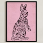"Rabbit" - Art Print in Pink Bunny by Kanika Mathur - Framed