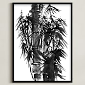 "Bamboo in the Breeze" - Art Print in Dove Grey by Stuart Heir - Framed