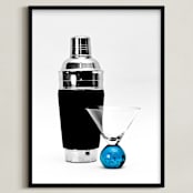 "Blue Martini" - Art Print in Black & White by Katrina Leandro - Framed