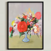 "Floral Still Number 2" - Art Print in Red Rose by Amy Moen - Framed