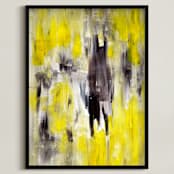 "Lemon Burst" - Art Print in Lemon Yellow by Ilana Greenberg - Framed