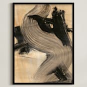 "Neutral Essence Series 3" - Art Print in Tan and Black by Angela Simeone - Framed
