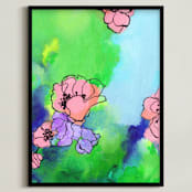"Garden Stroll" - Art Print in Spring Green by Sonal Nathwani - Framed