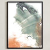 "two elements" - Art Print in dusty green by Helen Halik - Framed