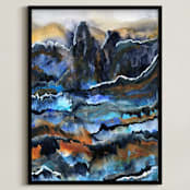 "The View from Here" - Art Print in Mountain Blue by Stuart Heir - Framed