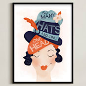 "Chapeau" - Art Print in Tangerine by Melissa Egan of Pistols - Framed