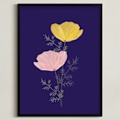 "Pressed Poppies" - Art Print in Royal by Milk and Marrow - Framed