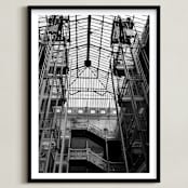 "Bradbury Building" - Art Print in Black and White by Jennifer Morehead - Framed