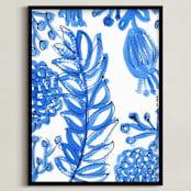 "floral" - Art Print in Vintage Blue by CAROLINA LEONI - Framed