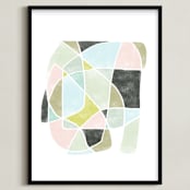 "Pathways" - Art Print in Celery by Kelly Nasuta - Framed