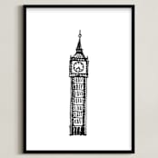 "Big Ben London" - Art Print in Black and White by Phrosné Barwood - Framed