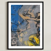 "The Definition of Series 3" - Art Print in Brillant Blue and Green by Angela Simeone - Framed