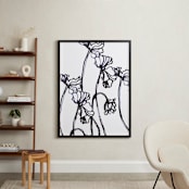 "Ink Cyclamen" - Art Print in inky blue by Sonal Nathwani - In a Room