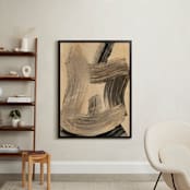 "Neutral Essence Series 2" - Art Print in Tan and Black by Angela Simeone - In a Room