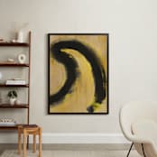 "Black and Yellow Wave Series 2" - Art Print in Black and Yellow by Angela Simeone - In a Room