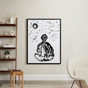 "Sun Salutation" - Art Print in Meditation Blach by Stuart Heir - In a Room