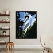 "Augustine Lighthouse" - Art Print in Sky Blue by Jeff Preuss - In a Room