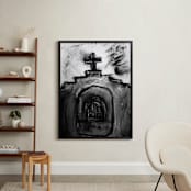 "Taos Pueblo Church" - Art Print in Pueblo Gray by Stuart Heir - In a Room