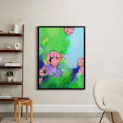 "Garden Stroll" - Art Print in Spring Green by Sonal Nathwani - In a Room