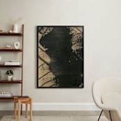 "Neutral Essence Series 5" - Art Print in Tan and Black by Angela Simeone - In a Room