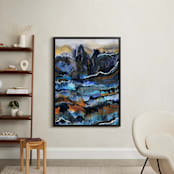 "The View from Here" - Art Print in Mountain Blue by Stuart Heir - In a Room