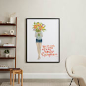 "Create Your World Floral" - Art Print in Warm and vibrant orange by Kate Wong - In a Room