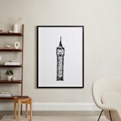 "Big Ben London" - Art Print in Black and White by Phrosné Barwood - In a Room