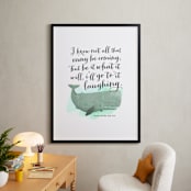 "Go to it Laughing" - Art Print in Aqua by Ann Gardner - In a Room