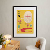 "Fun Games That Make You Laugh" - Art Print in Big Lemon by ERAY - In a Room