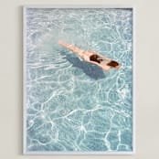 "Going for a Swim" - Art Print in Pool Blue by Whitney Deal - Framed