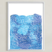 "Ocean" - Art Print in Sky Blue by Kanika Mathur - Framed