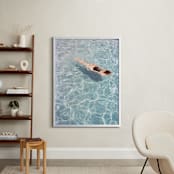 "Going for a Swim" - Art Print in Pool Blue by Whitney Deal - In a Room