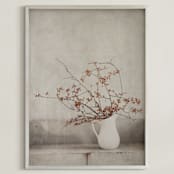 "Vintage Sweet Winterberries" - Art Print in Pop of Red by Dawn Gagye - Framed