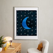 "Blue Moon Above" - Art Print in Deep Blue by Kim Sabel - In a Room